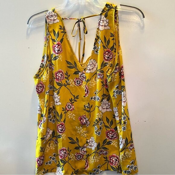 LOFT Yellow Tie Front Backless Tank Top - Picture 2 of 6